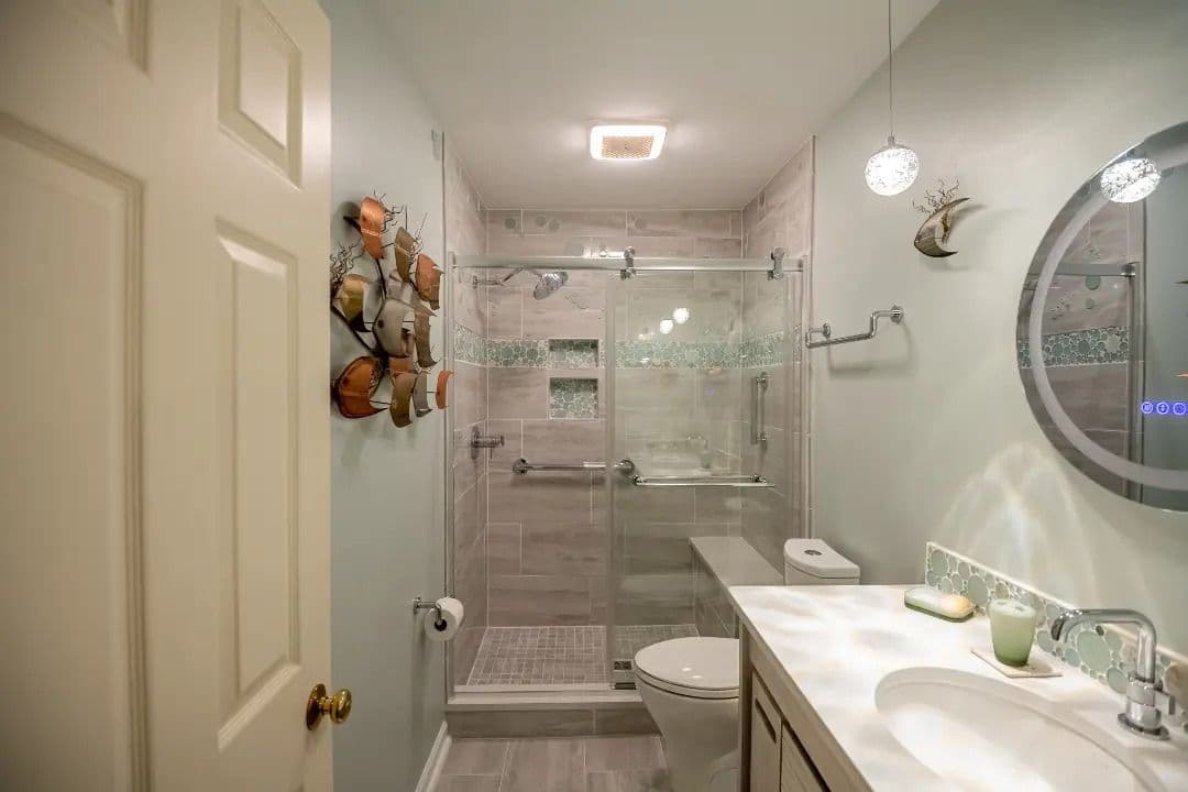 Project on Lovell Ct Small basement bathroom remodel in Harrisburg, PA.